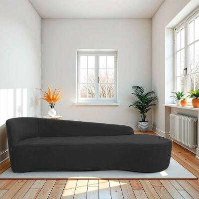 Divã Recamier Orgânico França 250cm Lado Direito Bouclé Preto