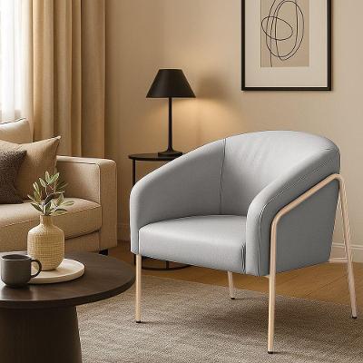 Poltrona Sala Decorativa Stella Base Alta Tubo Champanhe Sintético D03 - D'rossi Cinza