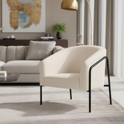 Poltrona Sala Decorativa Stella Base Alta Tubo Preto Veludo Cotelê Bege D03 - D'rossi