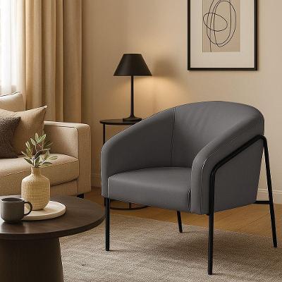 Poltrona Sala Decorativa Stella Base Alta Tubo Preto Sintético D03 - D'rossi Grafite