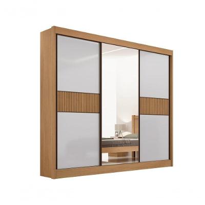 Guarda Roupa Cristal Casal 3 Portas Ripado Sem Pés 6 Gavetas D' Doro Cinamomo/off White/ripado