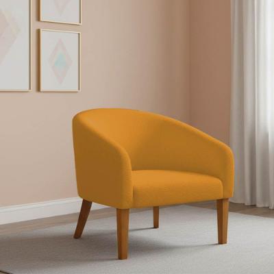 Poltrona Sala Decorativa Stella Pé Madeira Trapézio Castanho Bouclê D03 - D'rossi Mostarda