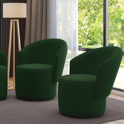 Poltrona Decorativa Orgânica Fixa Para Sala Kit 2 Malu Suede M11 - D'rossi Verde