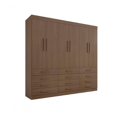 Guarda Roupa Casal 6 Portas 12 Gavetas Sem Pés Mônaco Plus D' Doro Castanho