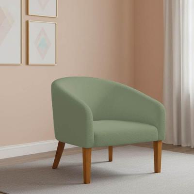 Poltrona Sala Decorativa Stella Pé Madeira Trapézio Castanho Bouclê D03 - D'rossi Pistache