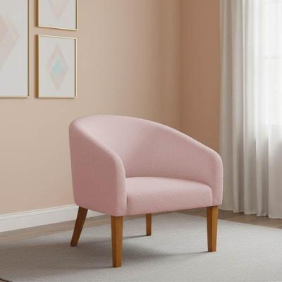 Poltrona Sala Decorativa Stella Pé Madeira Trapézio Castanho Bouclê D03 - D'rossi Rose