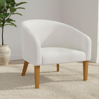 Poltrona Sala Decorativa Stella Pé Madeira Trapézio Castanho Sintético D03 - D'rossi Branco