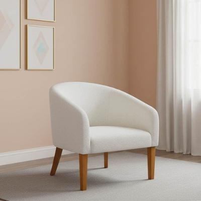 Poltrona Sala Decorativa Stella Pé Madeira Trapézio Castanho Bouclê D03 - D'rossi Cinza