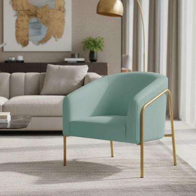 Poltrona Sala Decorativa Stella Base Alta Tubo Dourado Veludo Cotelê Verde D'Rossi