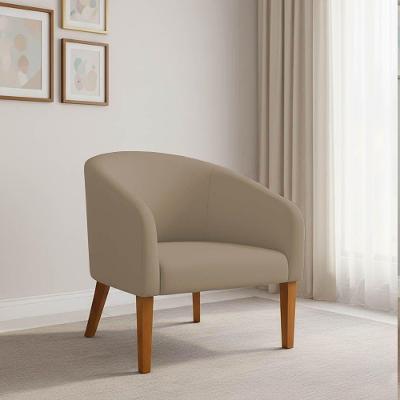 Poltrona Sala Decorativa Stella Pé Madeira Trapézio Castanho Suede D03 - D'rossi Marrom Rato