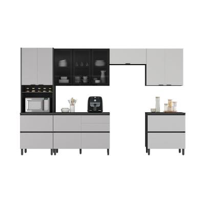 Cozinha Completa Itatiaia Lumina 350cm Em Madeira Mdf Grafite/fendi