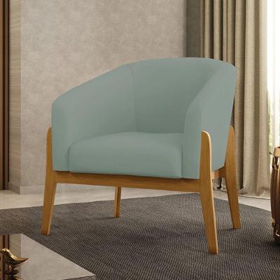Poltrona Sala Decorativa Stella Base De Madeira Veludo Cotelê D03 - D'rossi Menta
