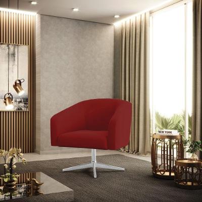 Poltrona Sala Decorativa Stella Base Giratória Cromada Veludo Marsala D03 - D'rossi