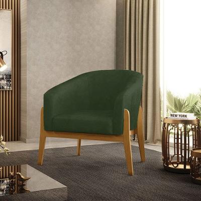 Poltrona Sala Decorativa Stella Base De Madeira Sintético Pu Verde D03 - D'rossi