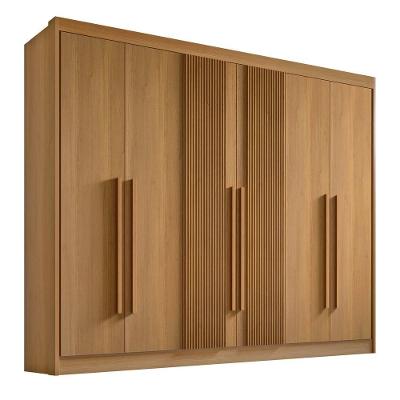 Guarda Roupa Casal 6 Portas Ripado 7 Gavetas Sem Pés Athos - D' Doro Cinamomo/ripado