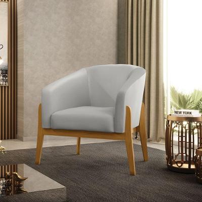 Poltrona Sala Decorativa Stella Base De Madeira Sintético Cinza D03 - D'rossi