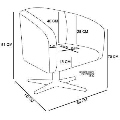 Poltrona Sala Decorativa Stella Giratória Cromada Veludo Cotelê Bege D03 - D'rossi