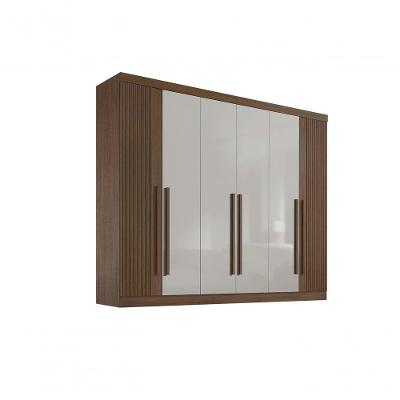 Roupeiro 6 Portas Ripado 6 Gavetas Sem Pés Da Vinci Plus - D' Doro Cinamomo/off White/ripado