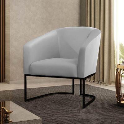 Poltrona Sala Decorativa Stella Base Industrial Preta Sintético Cinza D03 - D'rossi