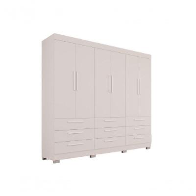 Roupeiro Dinamarca Sem Espelho 6 Portas 9 Gavetas Salleto Branco