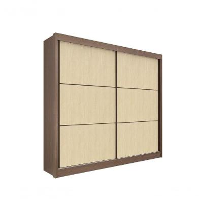 Guarda Roupa Casal Cancun 2 Portas 6 Gavetas Com Pés - D' Doro Castanho/linho