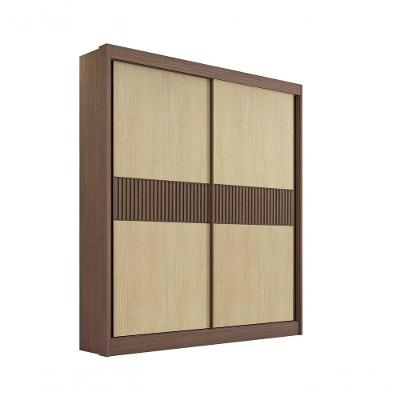 Guarda Roupa Solteiro Santorini 2 Portas Ripado 3 Gavetas Sem Pés - D' Doro Castanho/linho/ripado