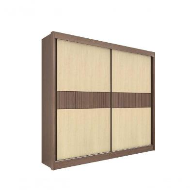 Guarda Roupa Casal Cancun Ripado 2 Portas 6 Gavetas Com Pés - D' Doro Castanho/linho/ripado