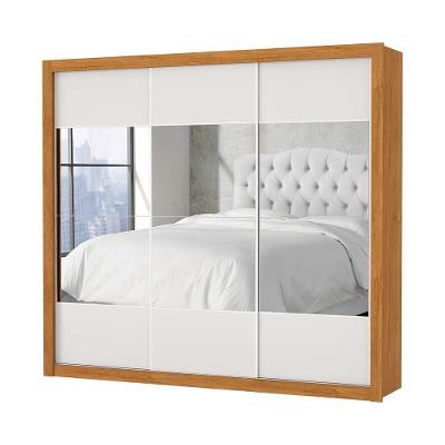 Guarda Roupa Atlanta 3 Portas Com Espelho S/pe Carioca Moveis Cinamomo/off White