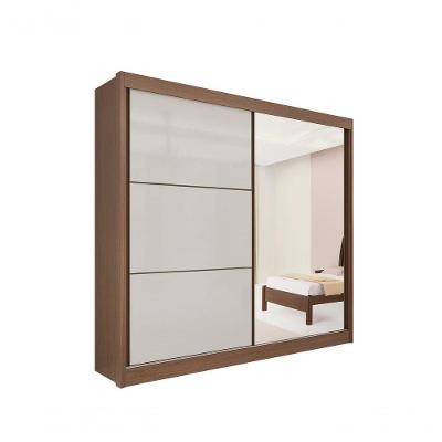 Guarda Roupa Titanium 2 Portas 6 Gavetas Com Espelho Com Pés D' Doro Castanho/off White