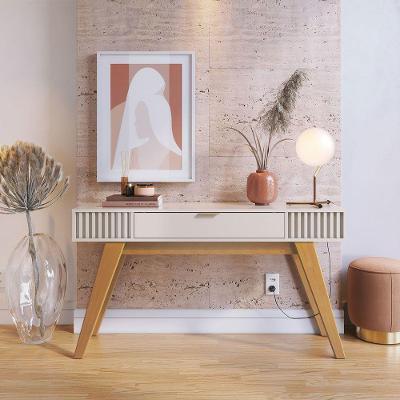 Aparador De Sala Pé Em Madeira Maciça 136cm Laisa Off White C04 - D'rossi