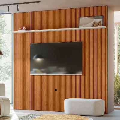 Painel Tv 75 Pol 238cm Ripado Para Sala Kalven Cinamomo-off White M20 - D'rossi