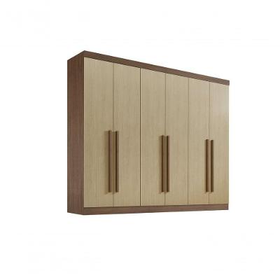 Roupeiro 6 Portas 6 Gavetas Com Pés Da Vinci Plus - D' Doro Castanho/linho