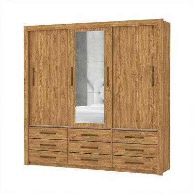 Armareo Roupeiro Anjos 3 Portas C/espelho Central 9 Gavetas S/pe Carioca Moveis Cinamomo