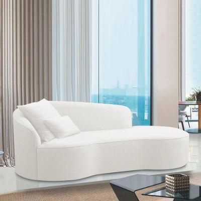 Divã Recamier Curvo Sala De Estar Recepção Inglaterra 220cm Lado Direito Bouclé Branco