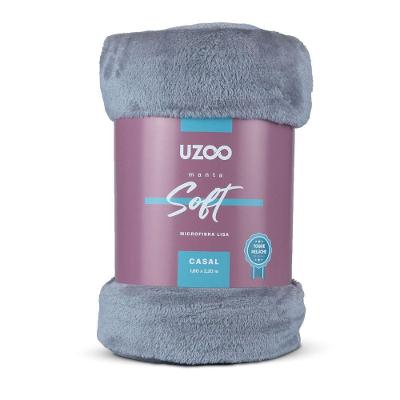 Manta Microfibra Flannel Soft Casal 180x220cm - Uzoo Manta Microfibra Flannel Soft Casal 180x220cm Cinza