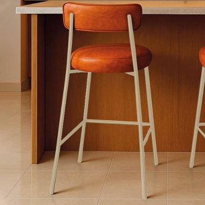 Banqueta Cozinha Média Com Encosto Industrial Champanhe Londres Pu D03 - D'rossi Nozes