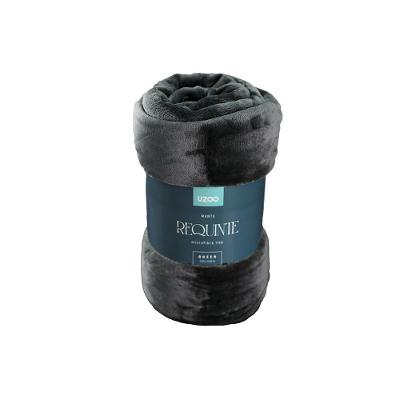 Manta Microfibra Flannel Requinte Casal 180x220cm - Uzoo Manta Microfibra Flannel Requinte Casal 180x220cm Cinza