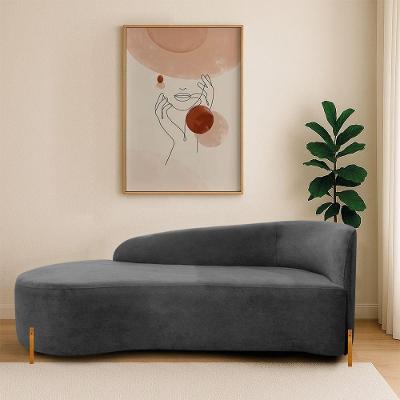 Divã Recamier Orgânico França 140cm Lado Esq Pés Madeira Linho Cinza Escuro