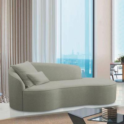 Divã Recamier Curvo Sala De Estar Recepção Inglaterra 220cm Lado Direito Bouclé Verde Oliva