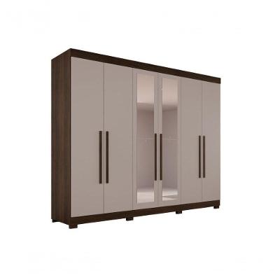 Guarda-roupa Casal 6 Portas 6 Gavetas Com Espelho órion Premium Salleto Savana/off White