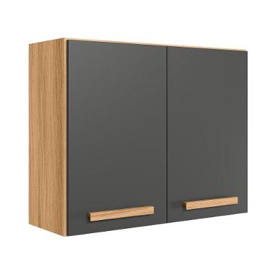 Armário Aereo 2 Portas 80cm Intenza - Ssx Multicoisas Carvalho Nature-chumbo