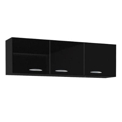 Armário Aéreo De Cozinha 120cm 3 Portas Classic - Poquema Preto