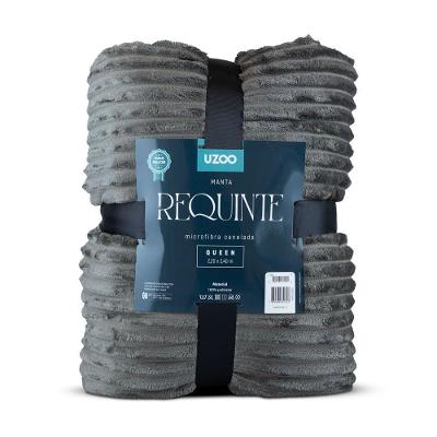 Manta Microfibra Requinte Queen Canelada 220x240cm - Uzoo Manta Microfibra Flannel Requinte Queen Canelada 220x240cm Marrom