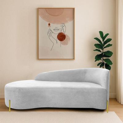 Divã Recamier Orgânico França 140cm Lado Esq Pés Metal Dourado Bouclé Branco