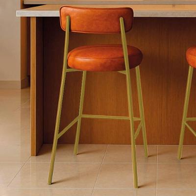 Banqueta Cozinha Alta Com Encosto Industrial Dourado Londres Pu Nozes D03 - D'rossi