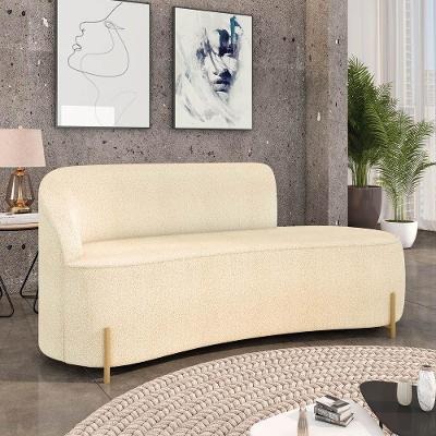 Sofá 3 Lugares Orgânico 180cm Pé Dourado Morgan Bouclê D03 - D'rossi Azul