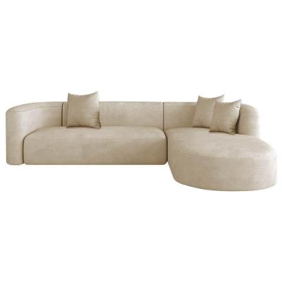 Sofá Modular Celinne Luxuoso Sala De Estar Decoração Luxo 265cm Bouclé Bege