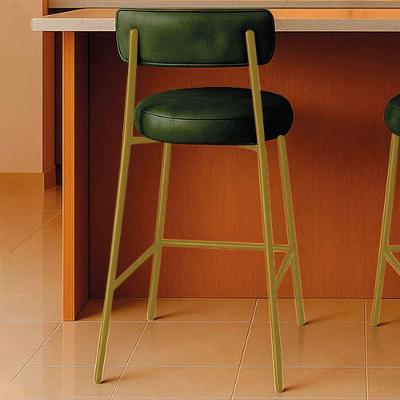 Banqueta Cozinha Alta Com Encosto Industrial Dourado Londres Pu Verde D03 - D'rossi