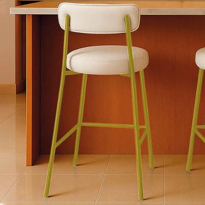 Banqueta Cozinha Alta Com Encosto Industrial Dourado Londres Pu D03 - D'rossi Branco