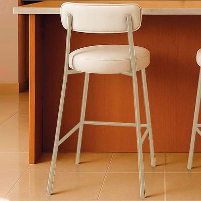 Banqueta Cozinha Média Com Encosto Industrial Champanhe Londres Pu Branco D03 - D'rossi